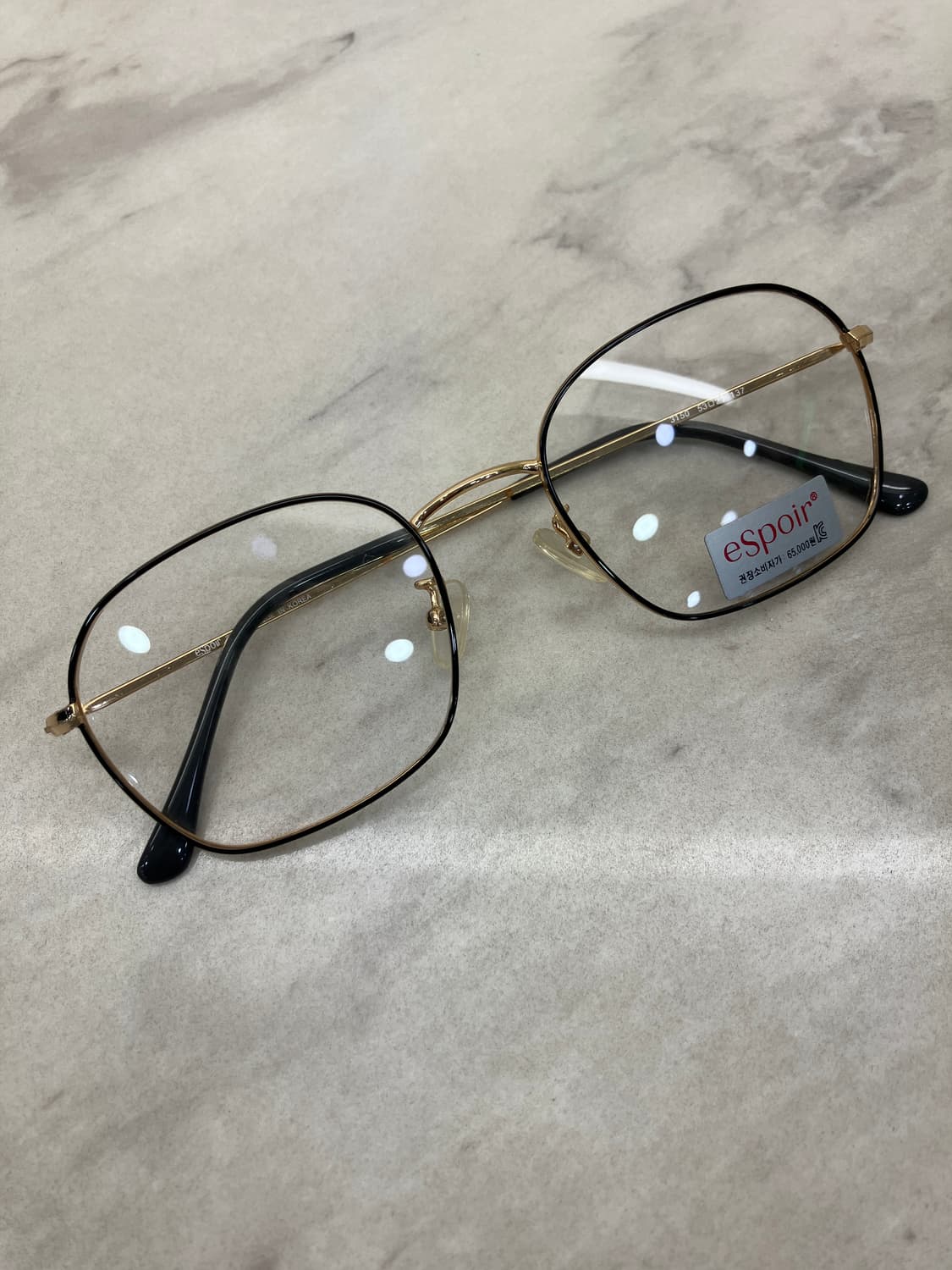 에스쁘아 Espoir 골드 블랙 소프트 스퀘어 메탈테 안경 상품이미지1
