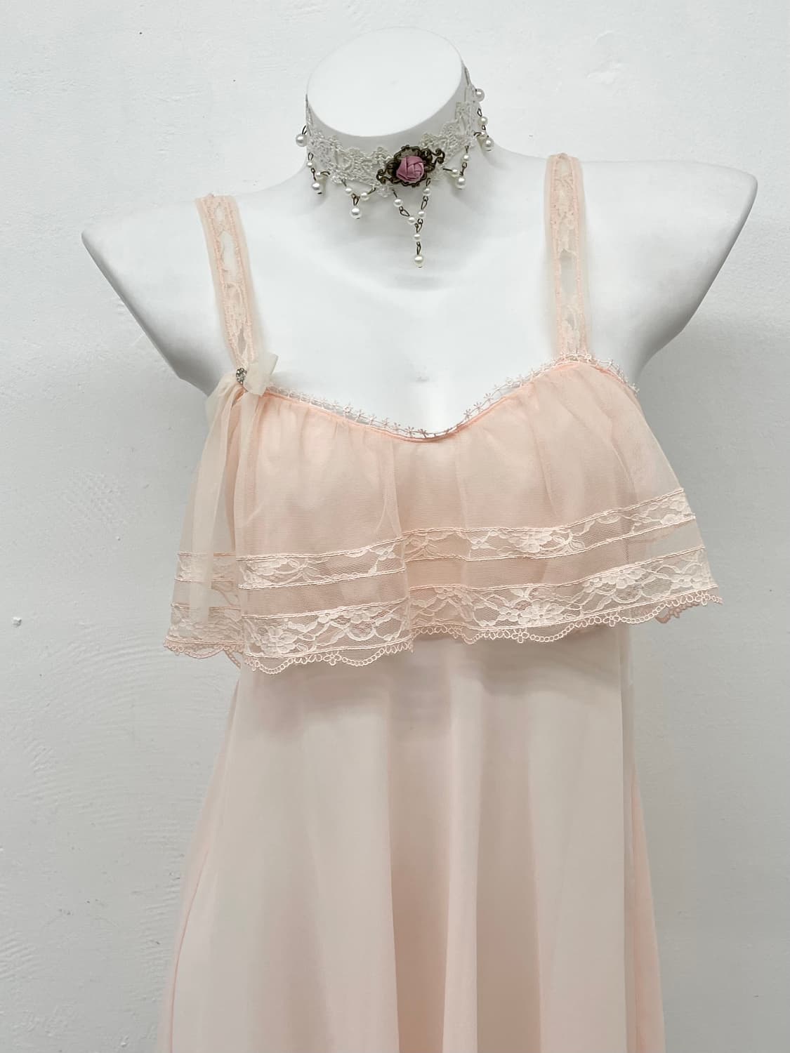 비너스 핑크 시어 레이스 슬립 상품이미지2