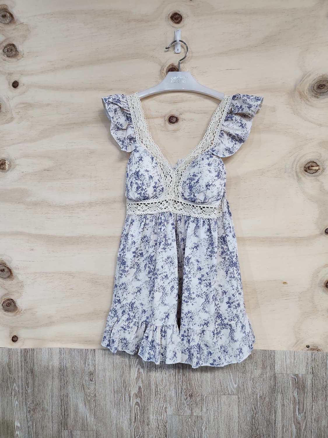 1013) 플라워 패턴 레이스 미니 원피스 상품이미지1