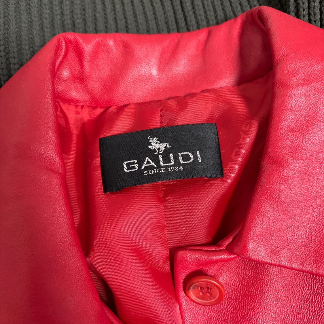 빈티지 리얼 레더 양가죽 레드 싱글 자켓 상품이미지4