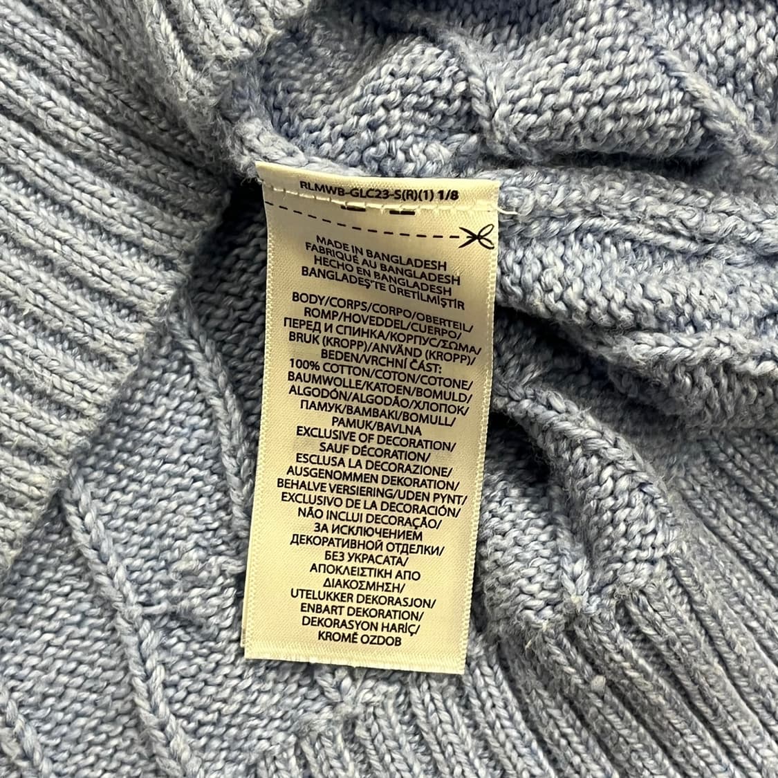 폴로 랄프로렌 하늘 파스텔 블루 꽈배기 니트  상품이미지6