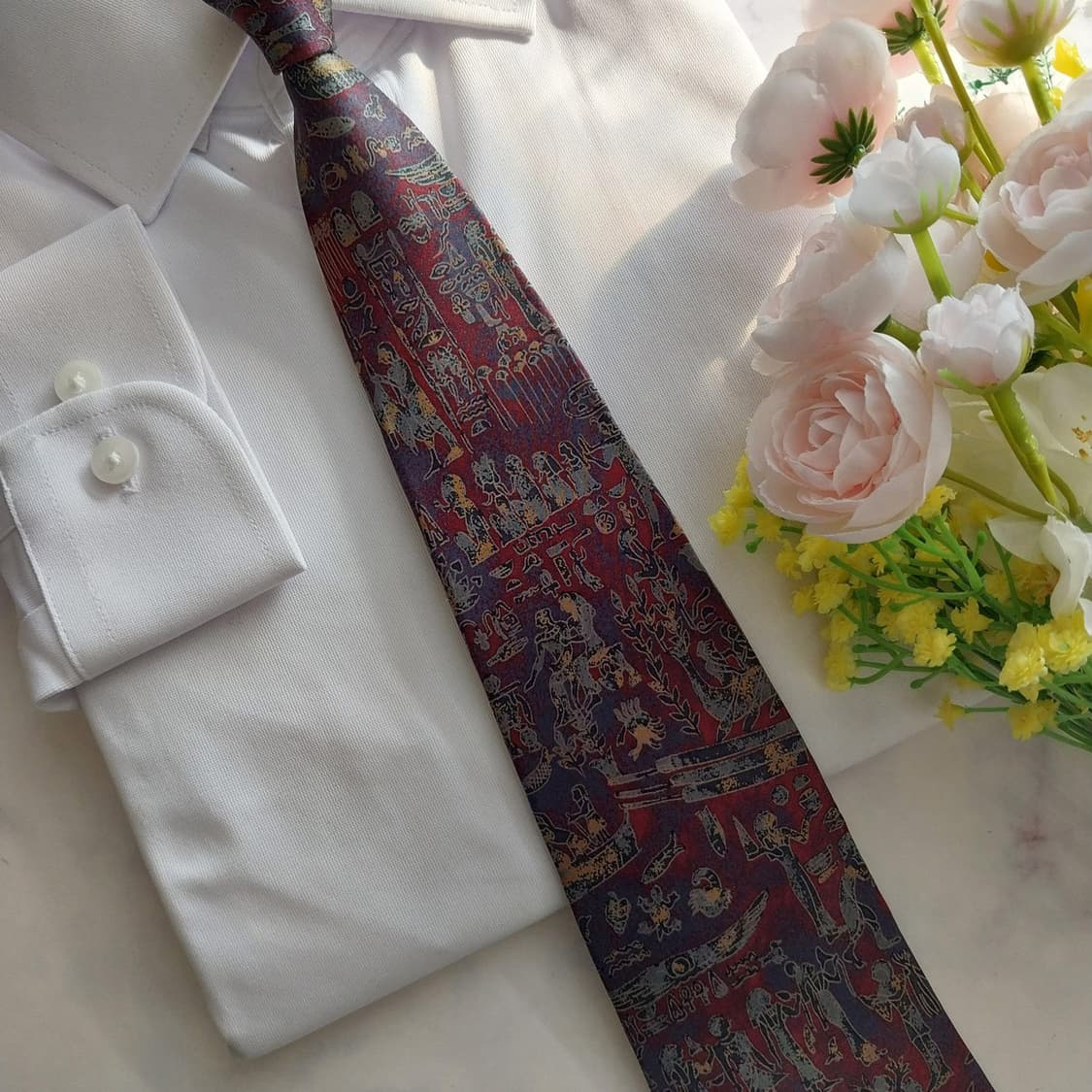 비조소 실크 와인 이집트 패턴 넥타이 9.4cm A+등급 K1313
 상품이미지8