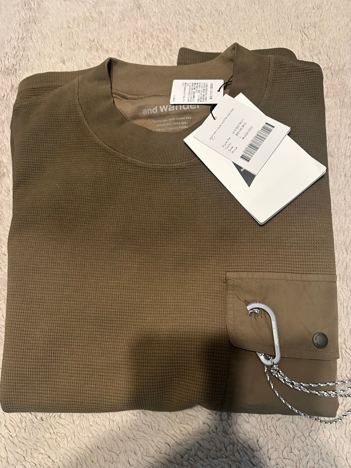 Roa hiking x and wander 가먼트다이 와플 포켓티 상품이미지3