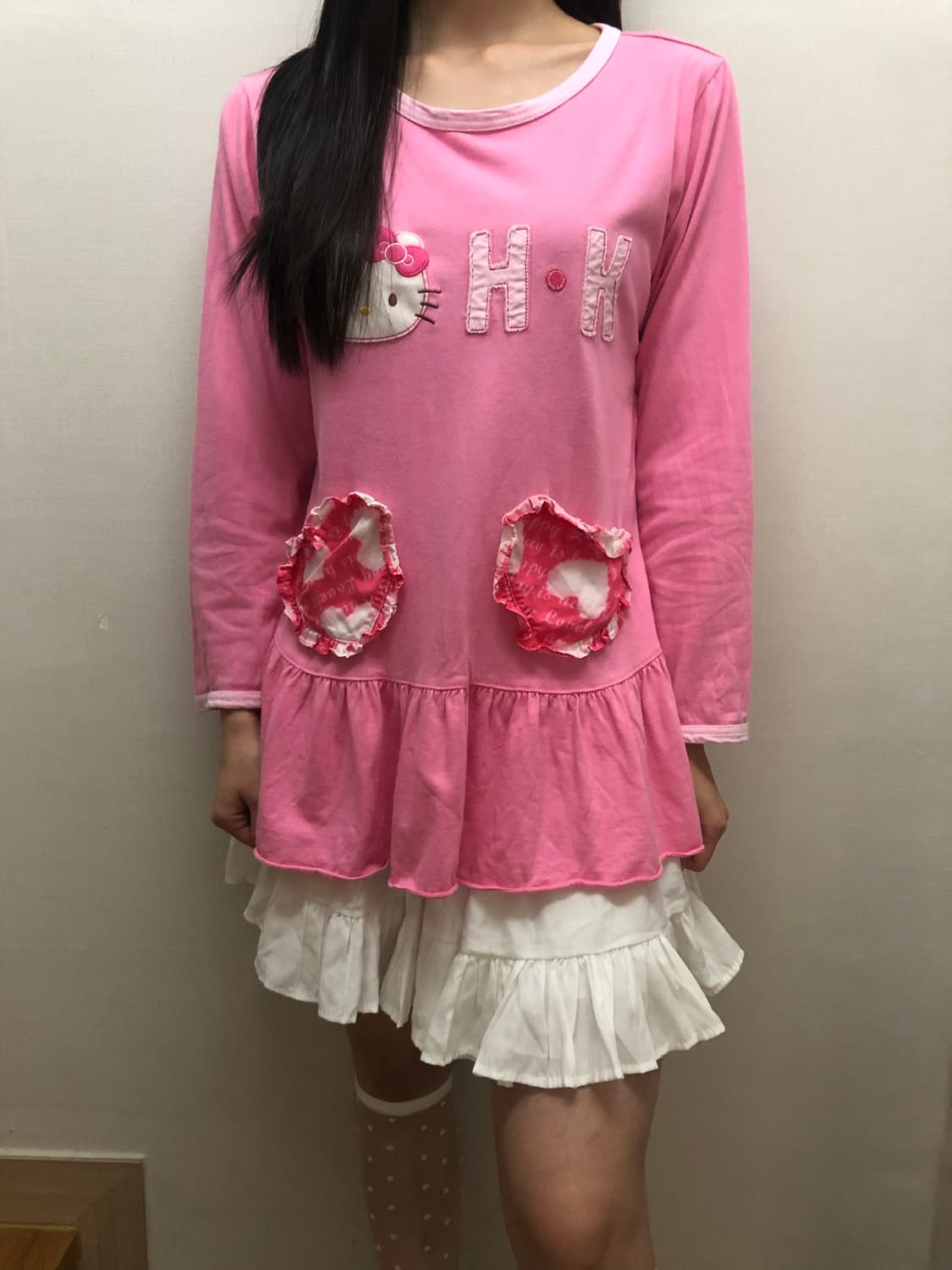 빈티지 핑크 헬로키티 프릴 티셔츠 상품이미지3