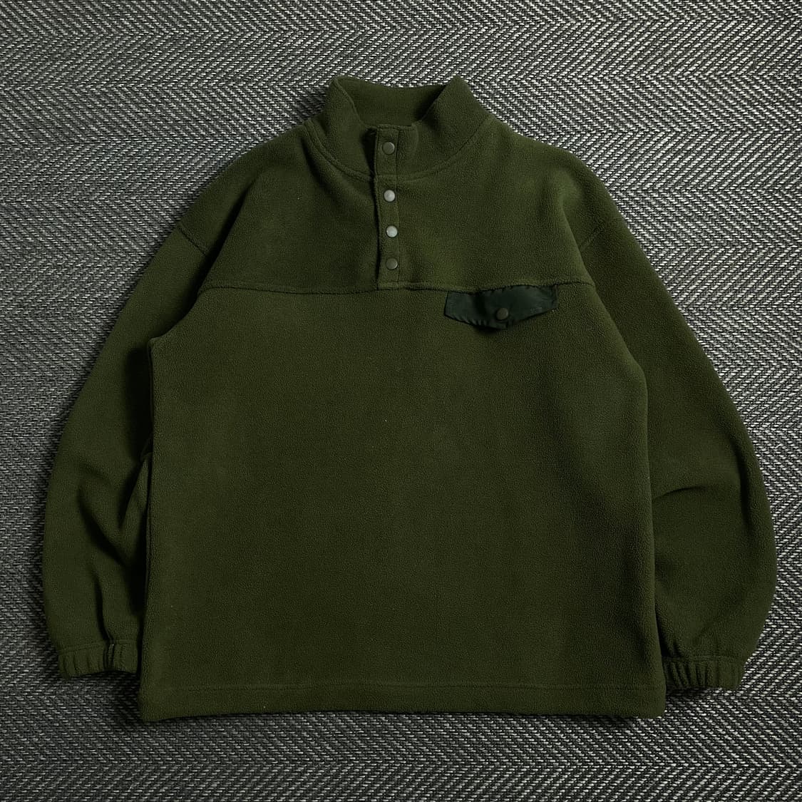 빈티지 플리스 풀오버 포켓 트레이닝 긴팔 탑 그린 y 4353 상품이미지2