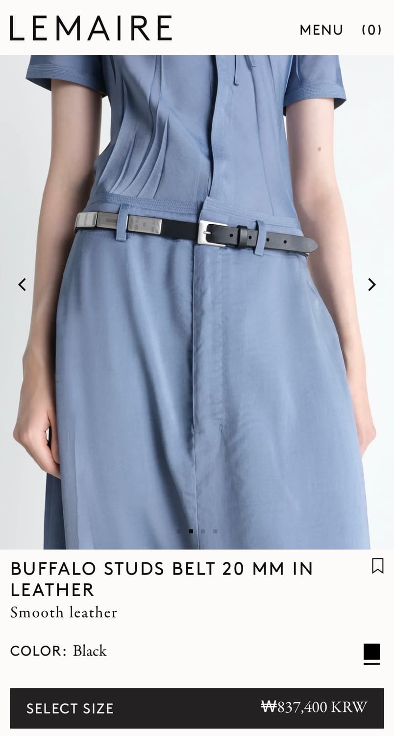 [85,90,95]르메르 26ss 버팔로 스터드 벨트/블랙 상품이미지5