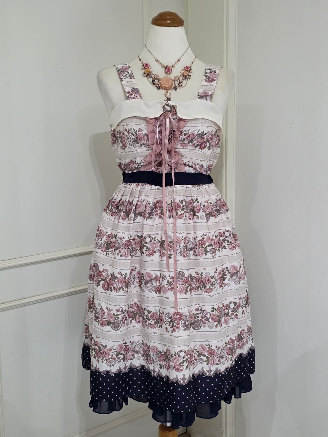 엑시즈팜 POETIQUE 일본빈티지)핑크로즈 히메갸루 로리타 원피스 상품이미지3