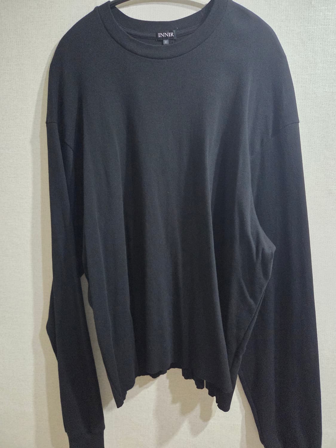 이니어 INNIR 253 코튼 립 크롭 롱슬리브 블랙 상품이미지2