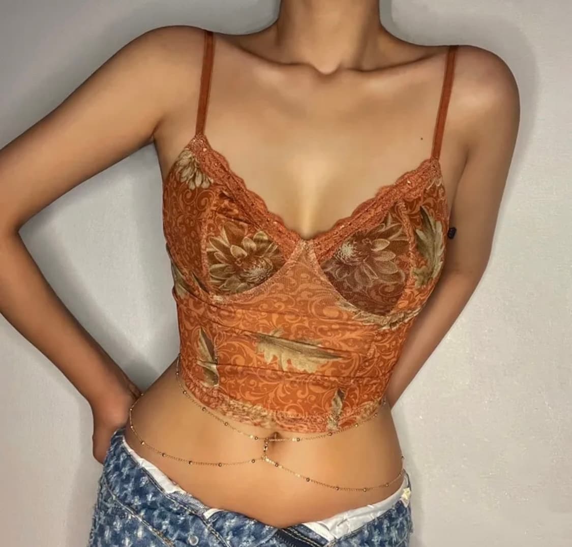 시스루 플라워 크롭 나시 여름 페스티벌 바캉스 휴양지룩 상품이미지1