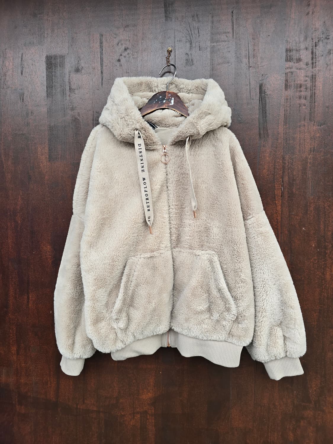 아이보리 뽀글이 후드 집업 85 상품이미지1