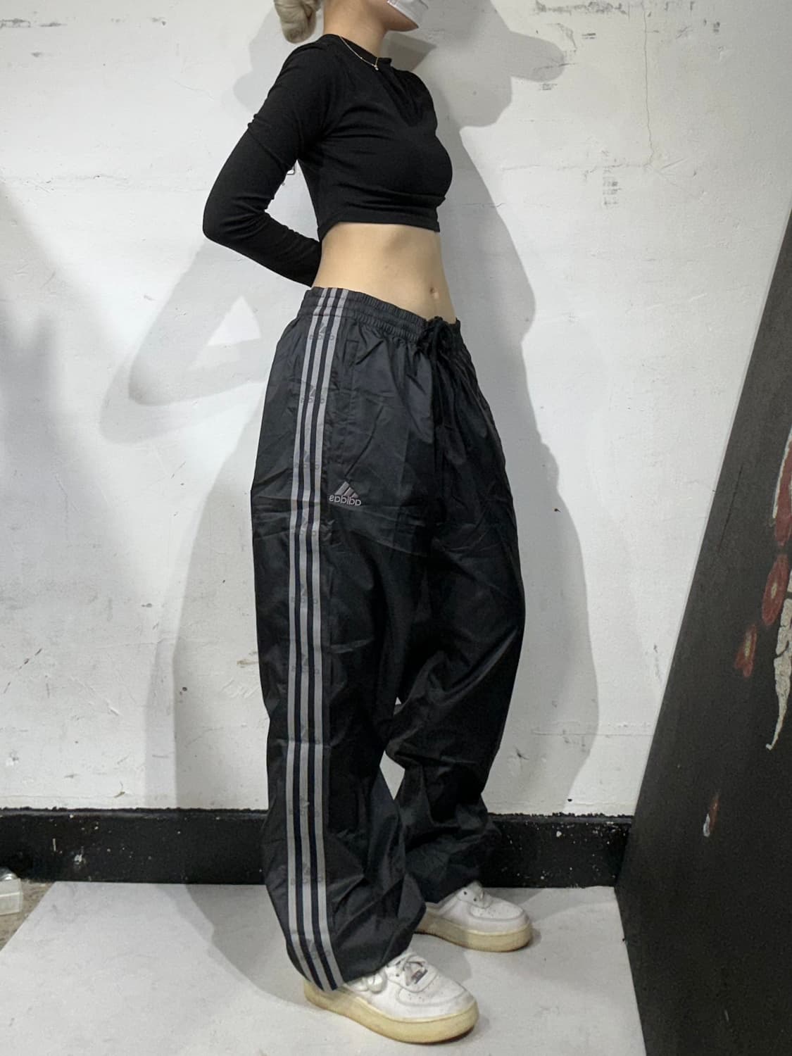 아디다스 블랙 트랙 그레이 삼선 와이드 추리닝 트레이닝 팬츠 2XL 상품이미지1