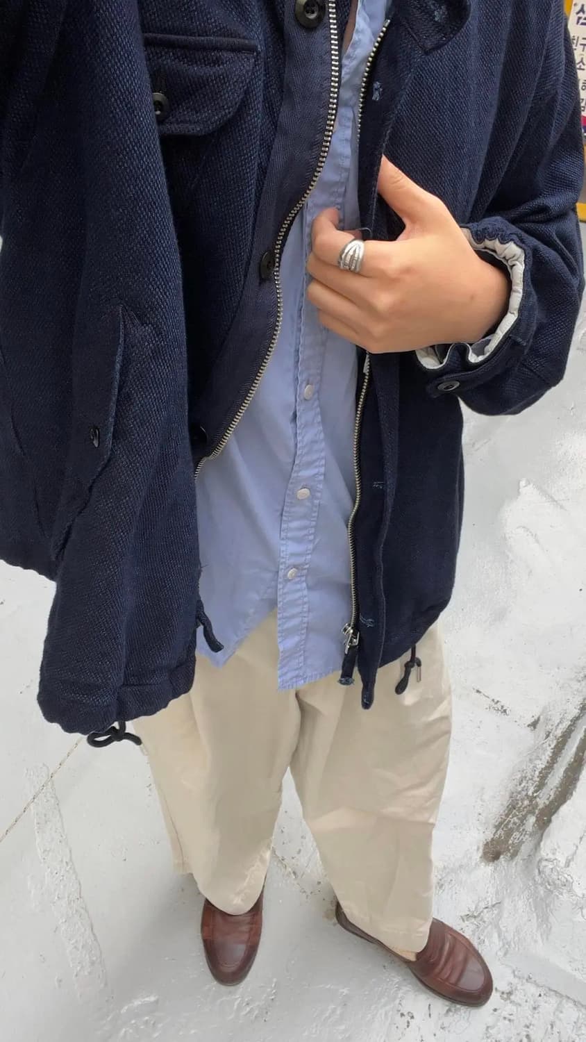 이얼즈어고 사시코 랜드파카 인디고 L 상품이미지2