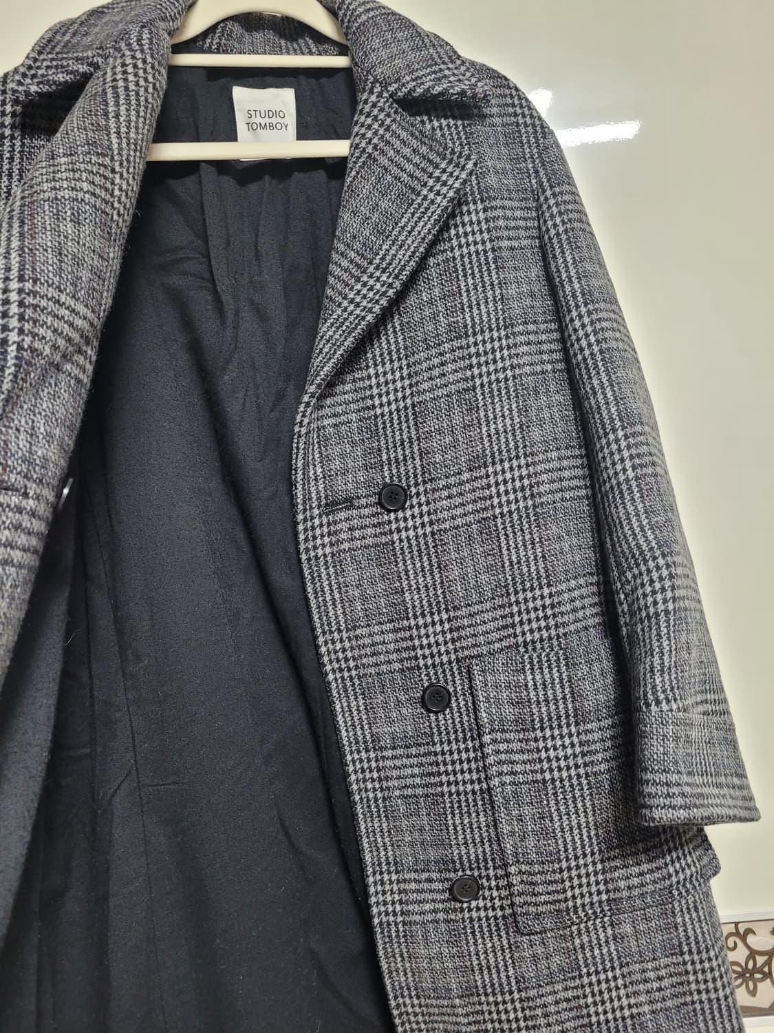 스튜디오톰보이 체크롱코트 상품이미지6