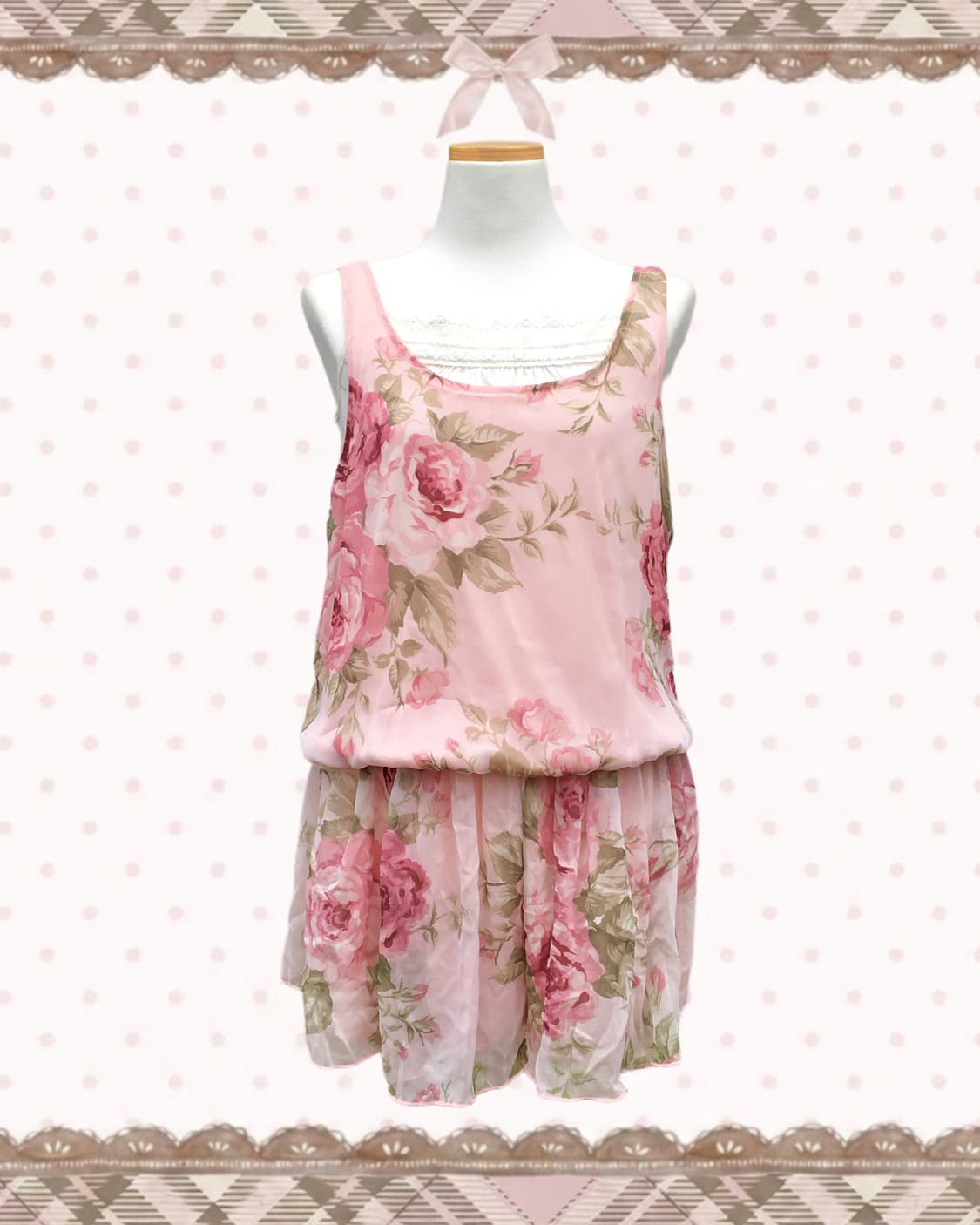 빅로즈 쉬폰 슬리브리스 롬퍼 상품이미지2