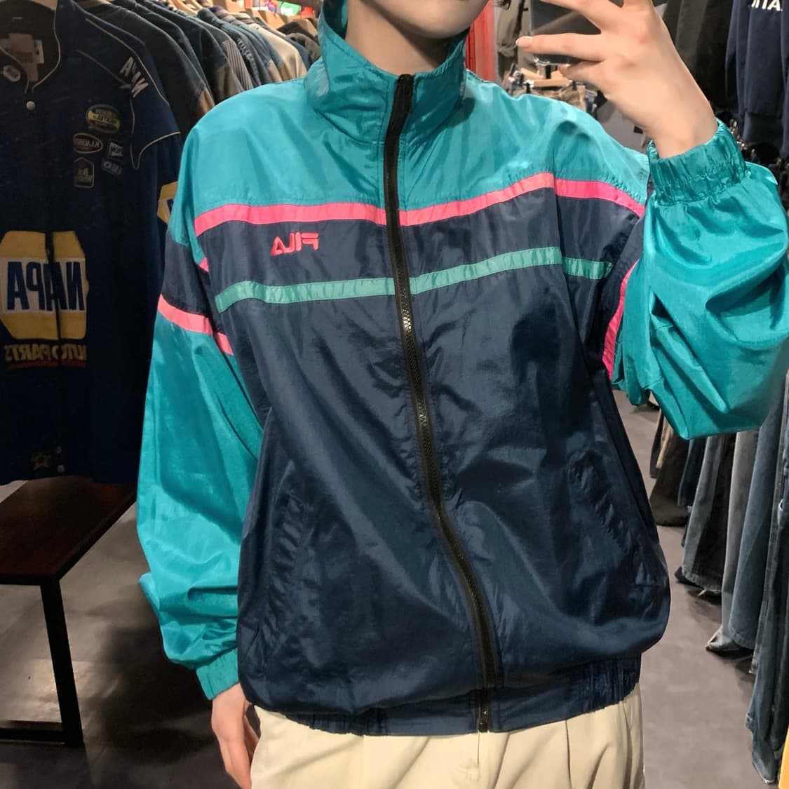 [IM] FILA 바람막이 민트 네이비 상품이미지5