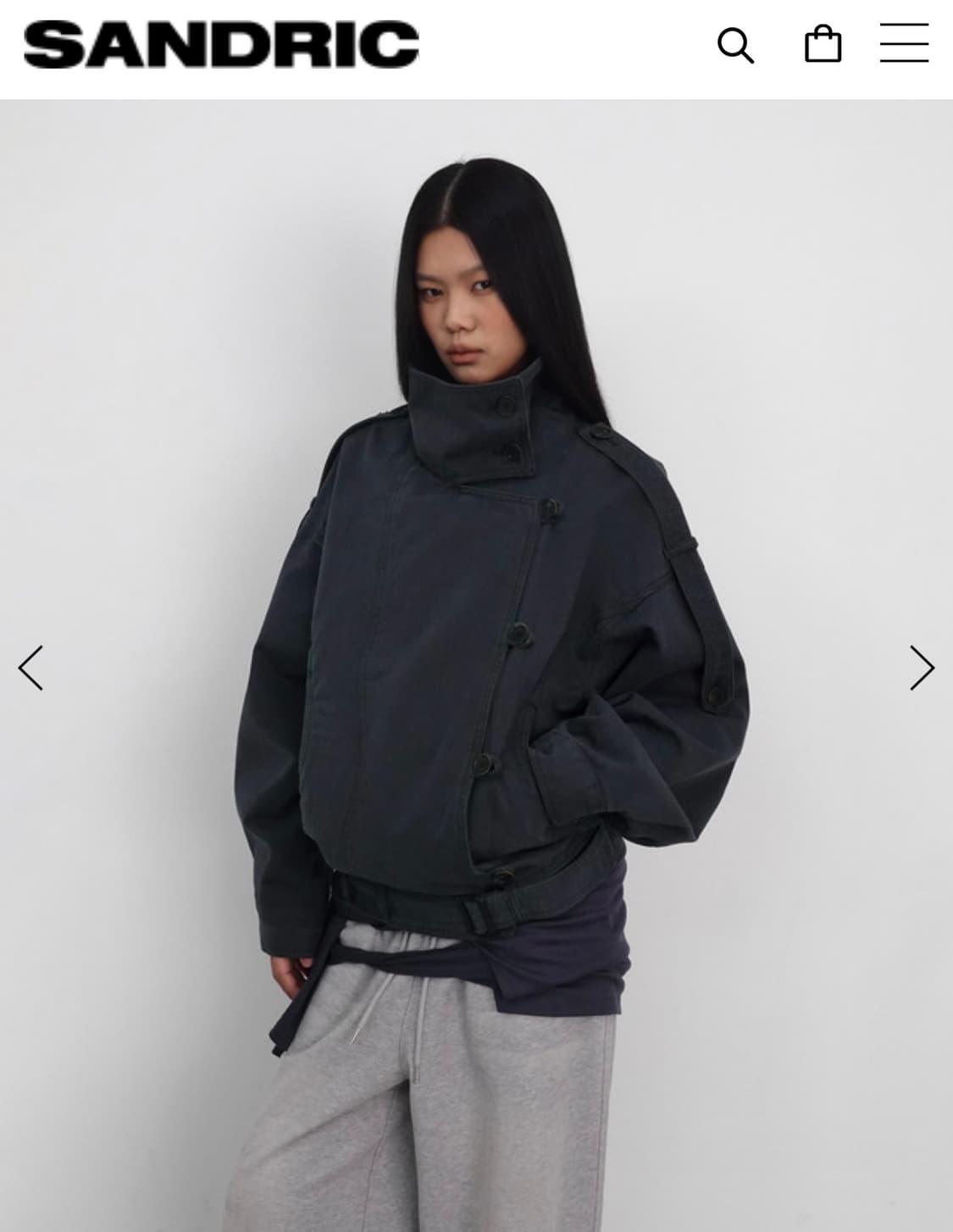 샌드릭 하이넥 코튼 자켓 네이비 상품이미지1