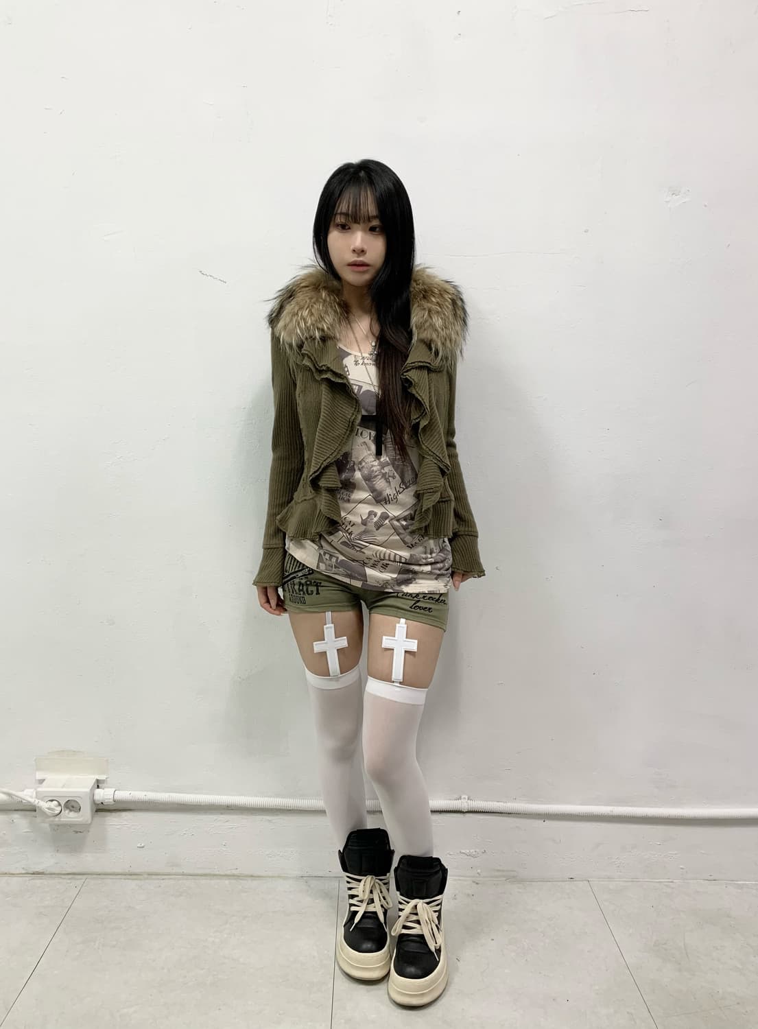 [GRAND TABLE] 그런지 에스닉 펑크 퍼 가디건 상품이미지2