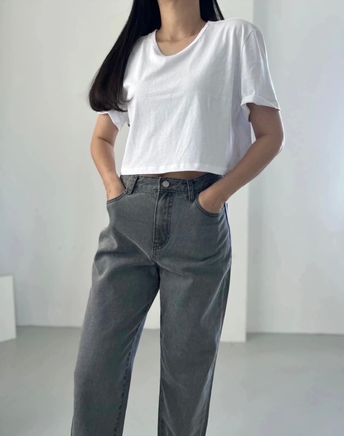 깔량)피그먼트 워싱진 진그레이 55사이즈(새상품) 상품이미지4