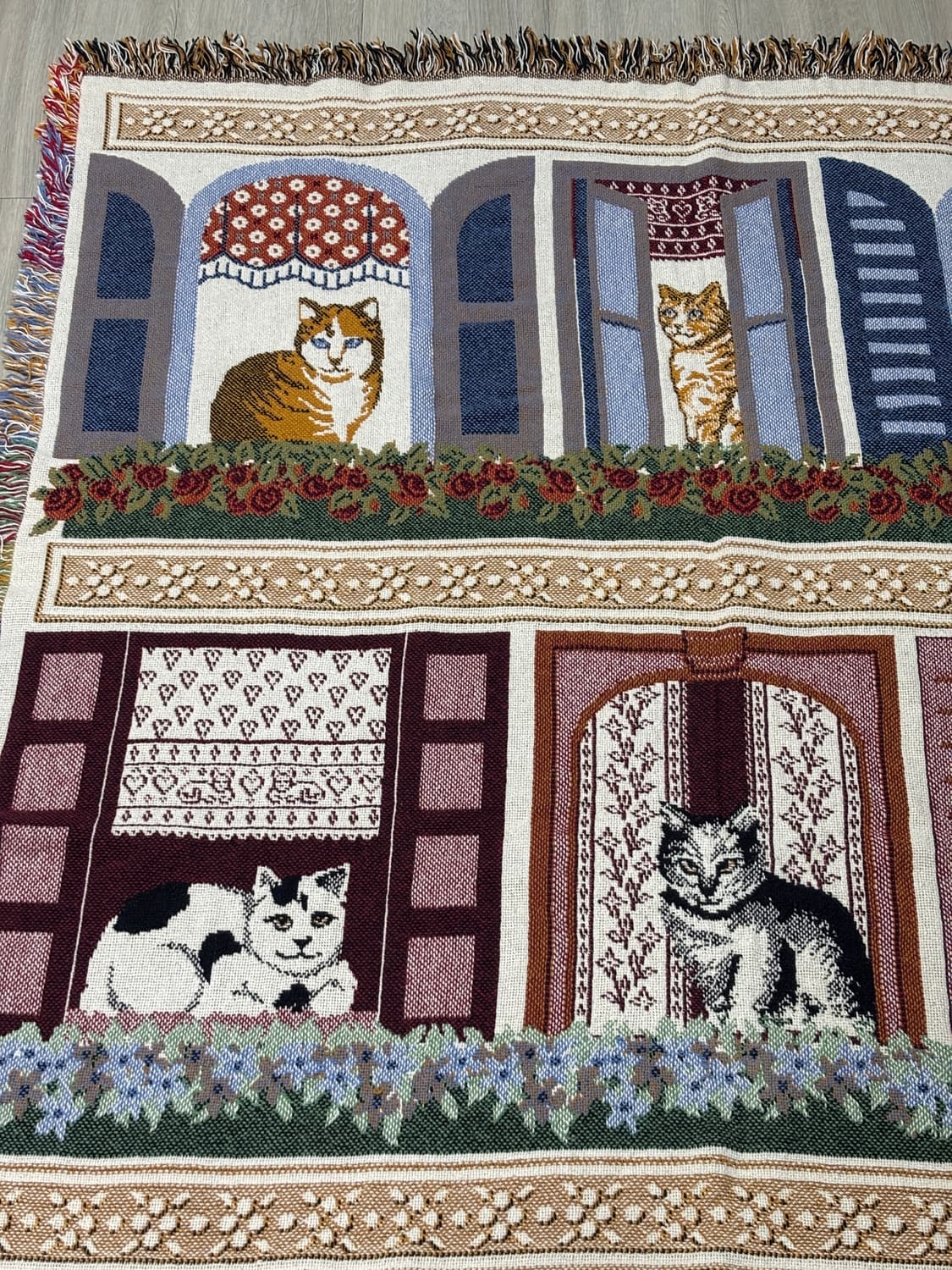고양이 태피스트리 러그 자수 블랭킷 빈티지 상품이미지6