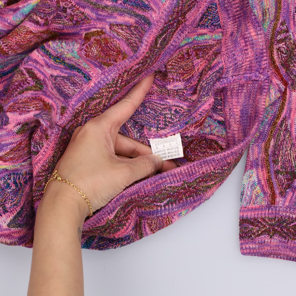 M 90s Old Country 패턴 니트 0427H1 상품이미지4