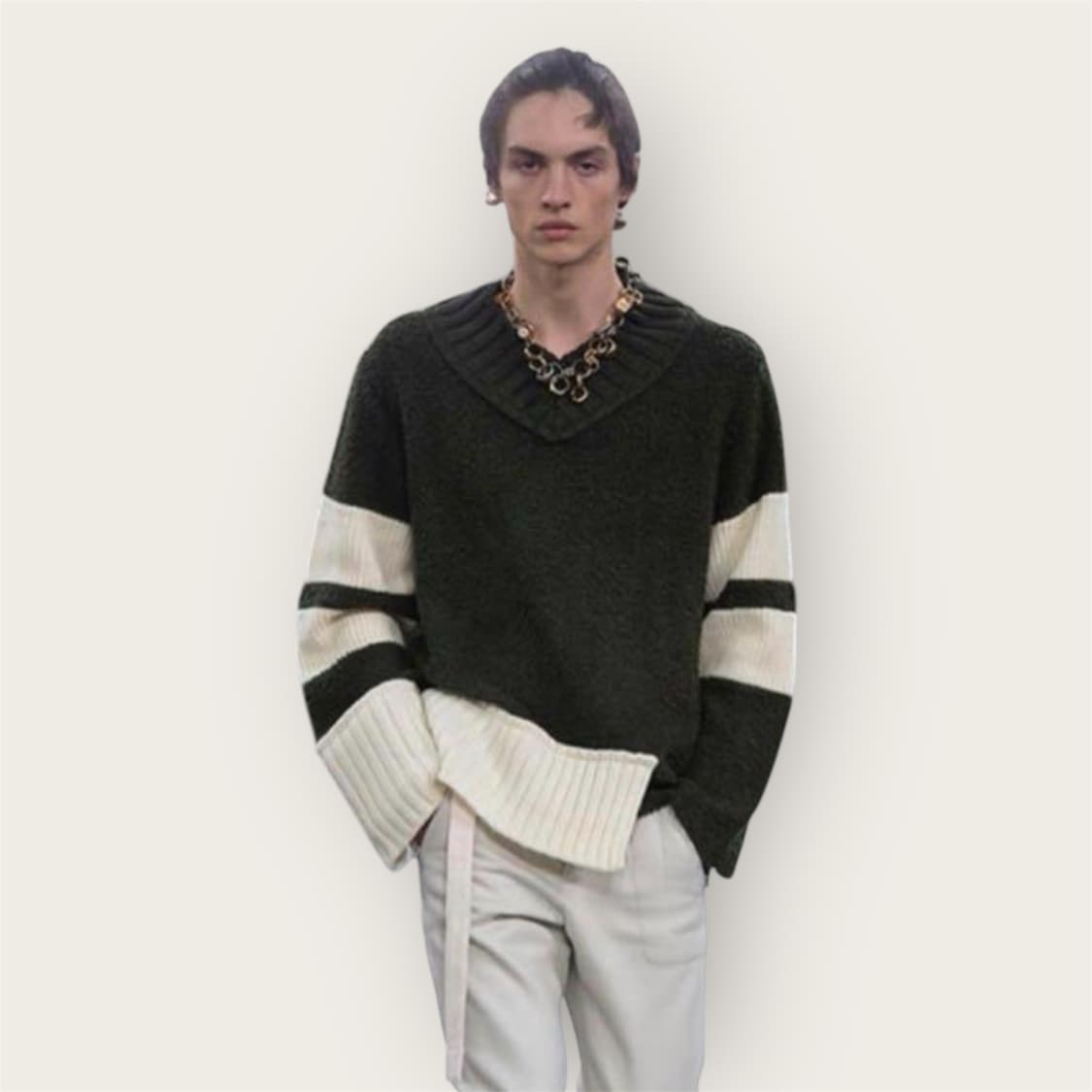 2/ 사카이 풀오버 브이넥 울 니트 상품이미지1