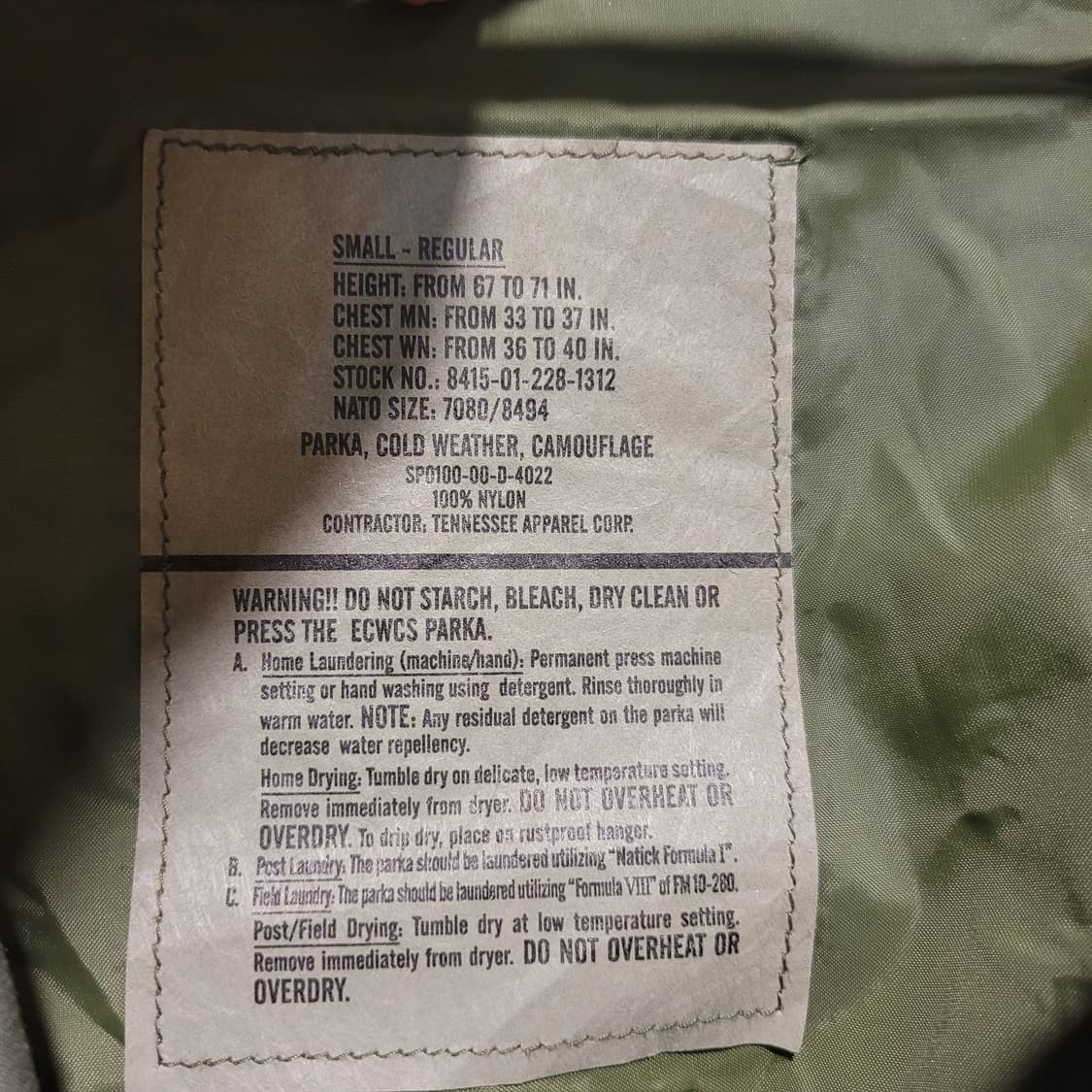 우드랜드 USA ARMY 고어텍스 파카 S 상품이미지5