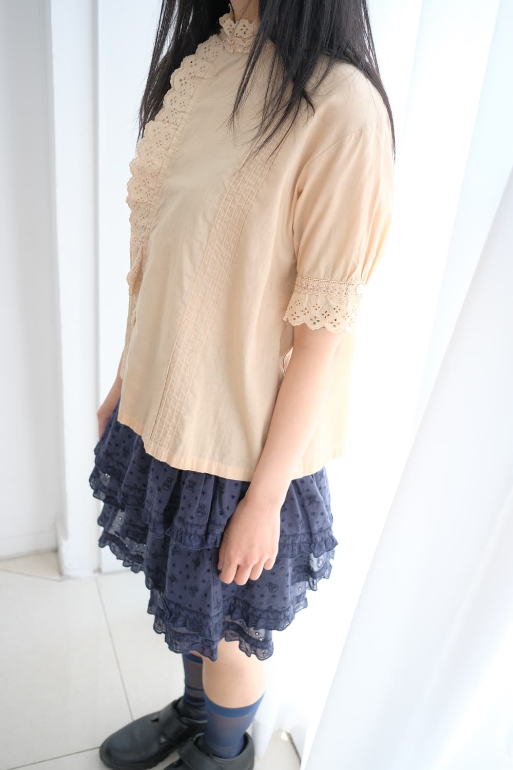 Skull Eyelet cancan skirt is 상품이미지3