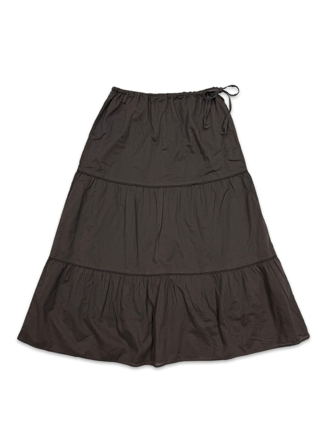 빈티지 Felissimo 브라운 레이스 리본 모리 롱 스커트 상품이미지1