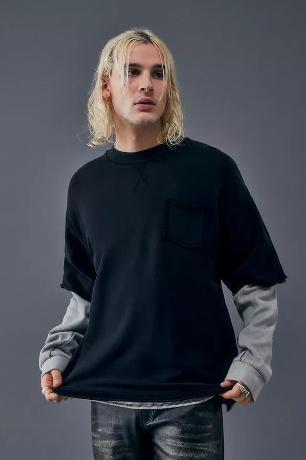 [XL] 제이디드런던 더블 레이어드 스웻셔츠 블랙 상품이미지5