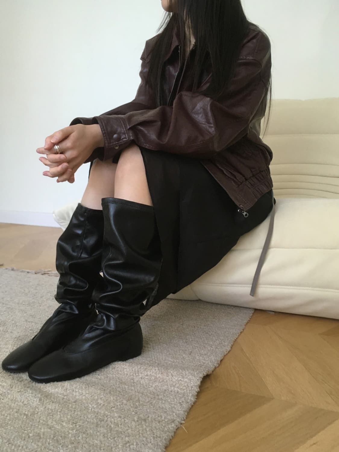 미엔느 mienne 소프트 하이 플랫 롱부츠 상품이미지5