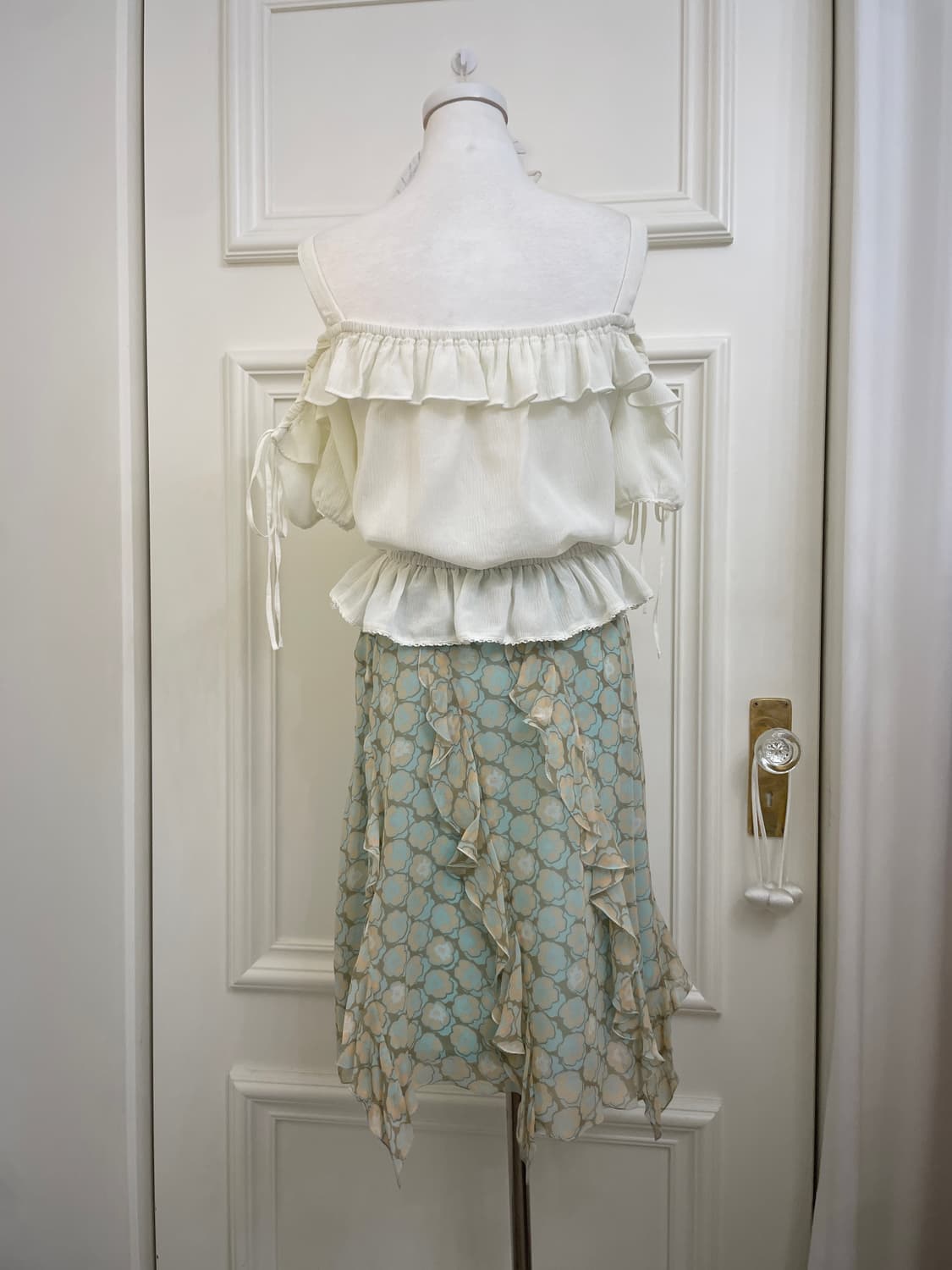 mint coral mix print ruffle skirt 상품이미지8