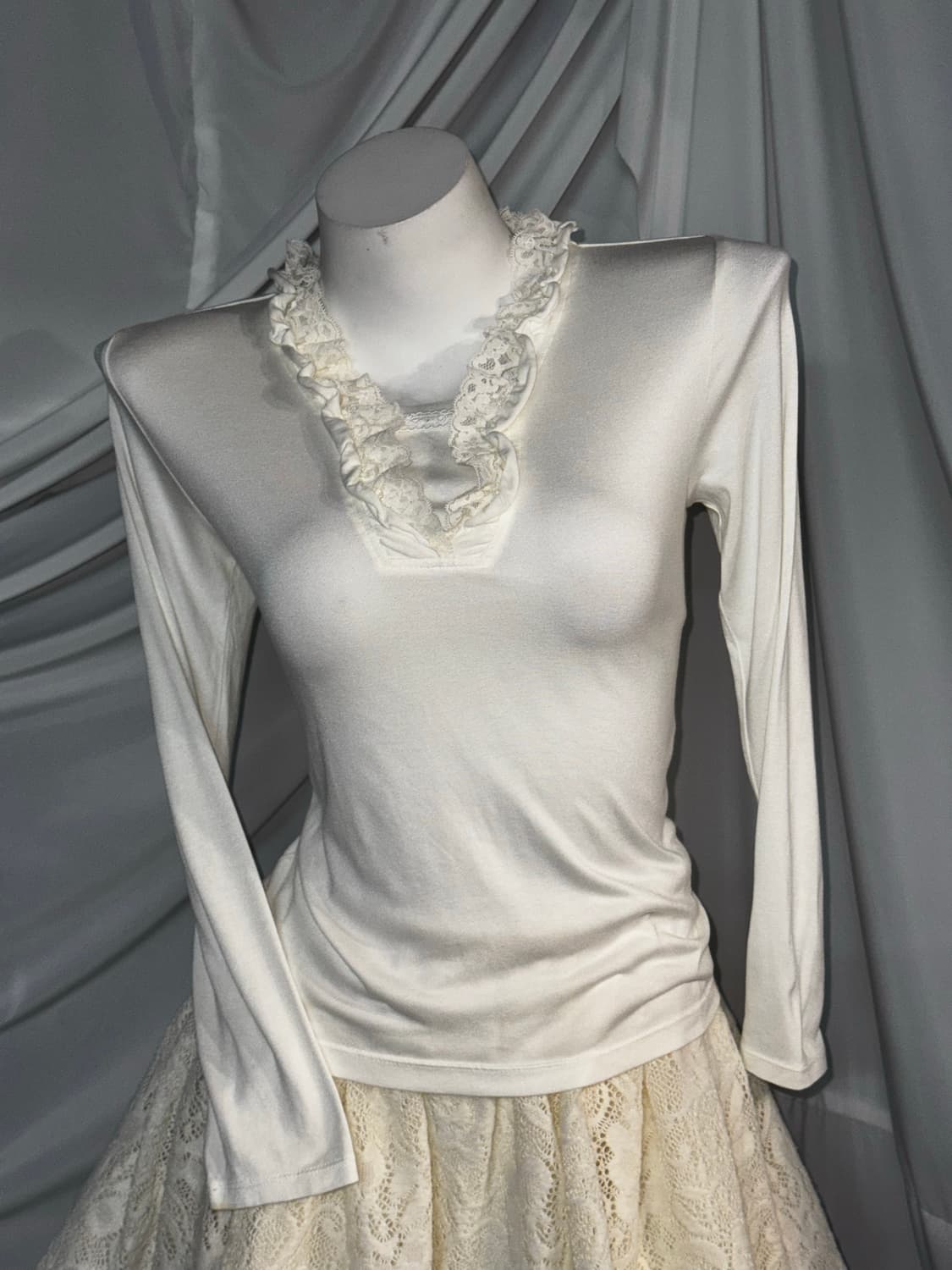 아이보리 페어리 레이스 시스루 프릴 코디세트  상품이미지4