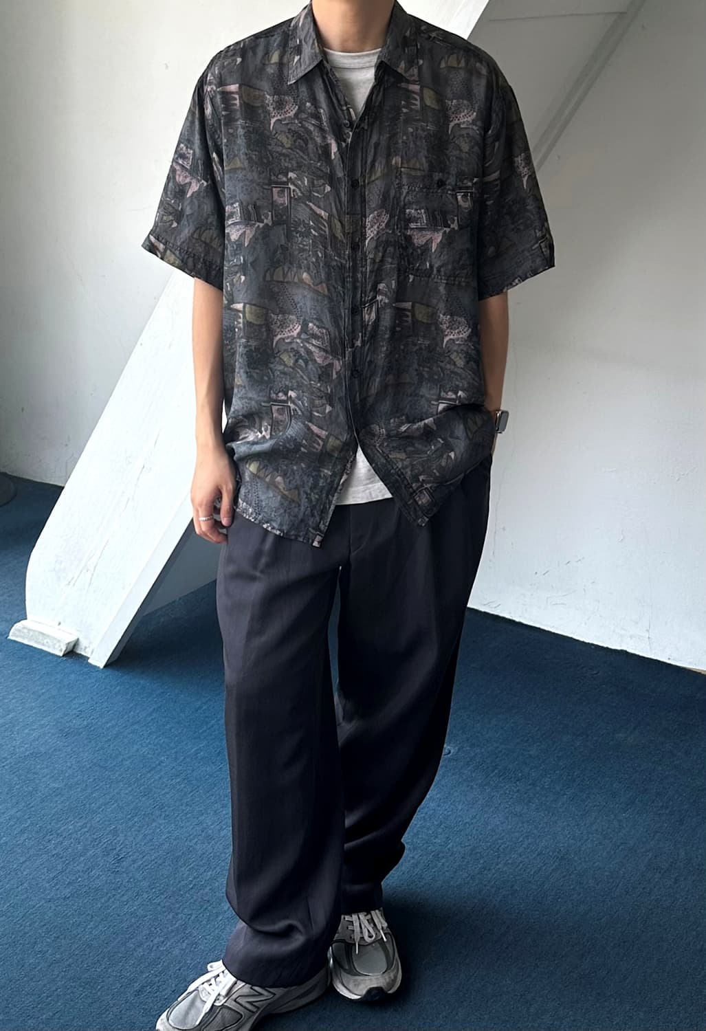 100% silk design patterned blouse shirt 상품이미지7