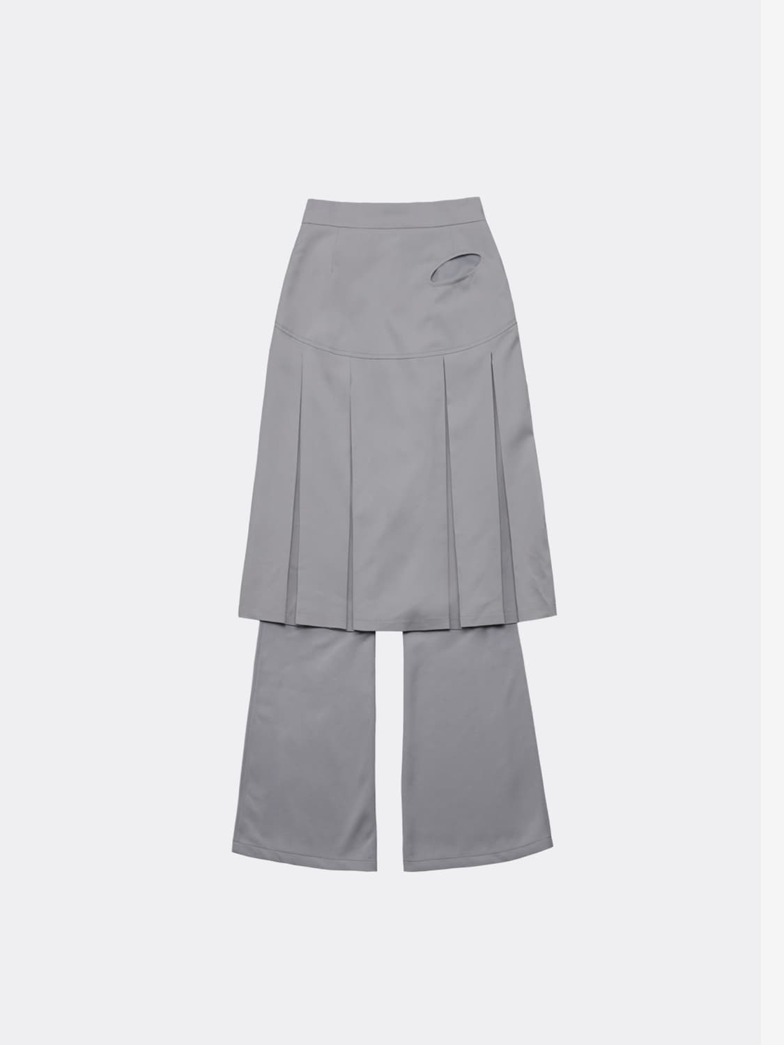 오호스 JERSEY PLEATS SKIRT PANTS-GREY 상품이미지1