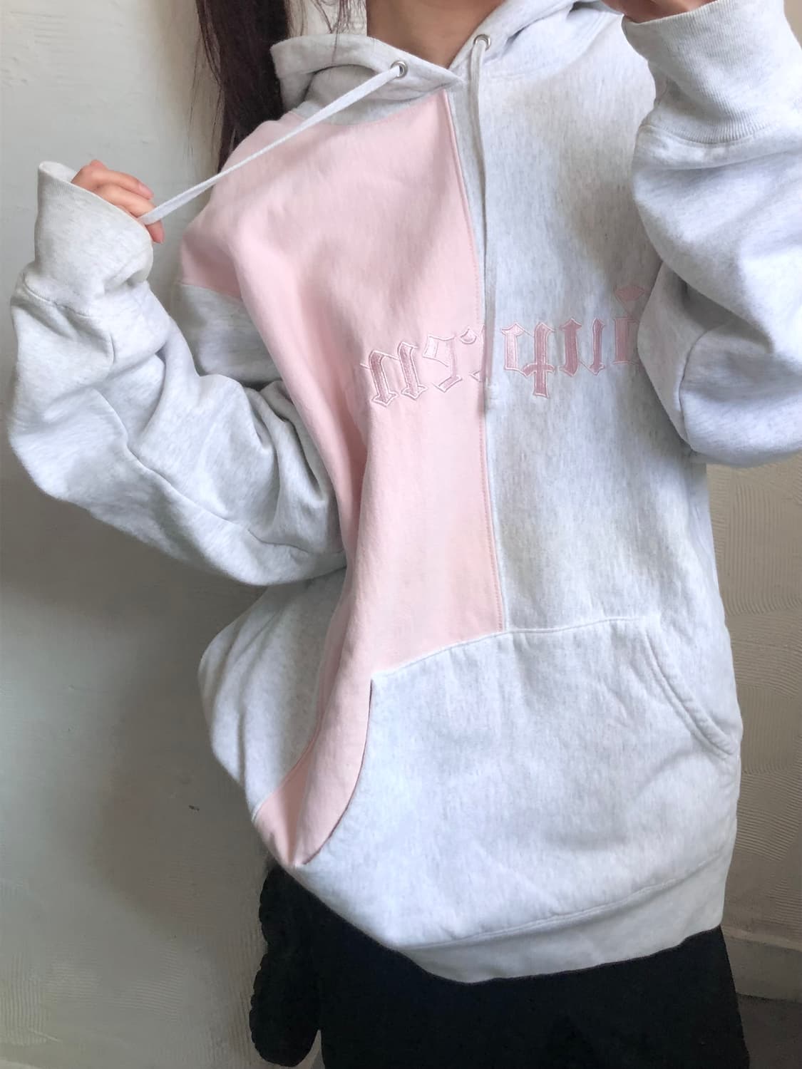 Supreme 슈프림 17FW 그레이 핑크 아치로고 후드 상품이미지2