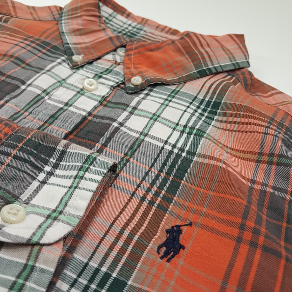 CK095 L 폴로 90s 오렌지 매드라스체크 버튼다운 셔츠 남방 상품이미지4