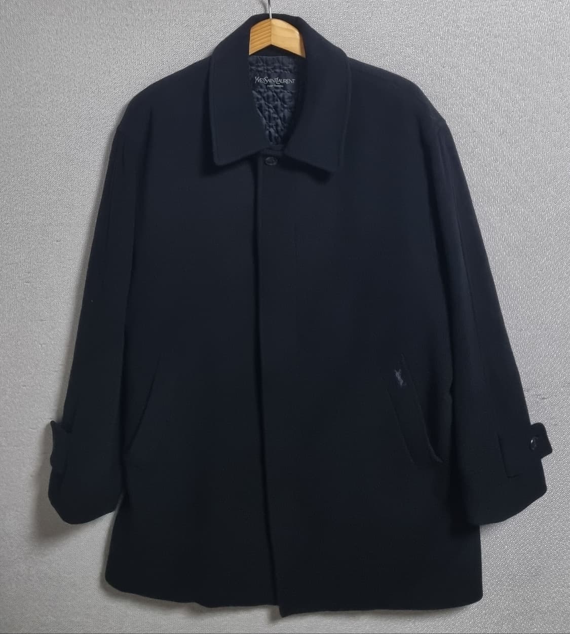 오버핏 XL ) 입생로랑 빈티지 블랙 코트  상품이미지1