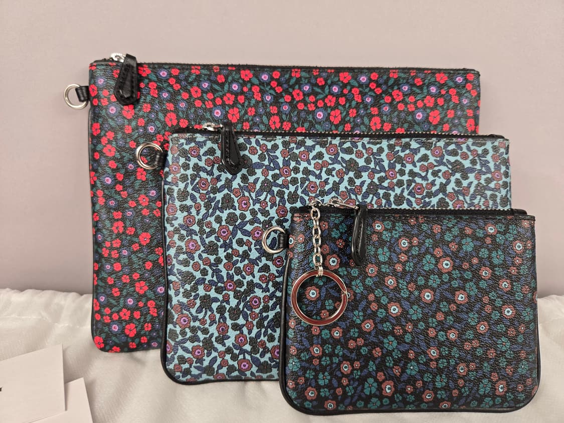 COACH 코치 트리오 파우치 플라워 트리플 잔꽃 클러치 세트 상품이미지3