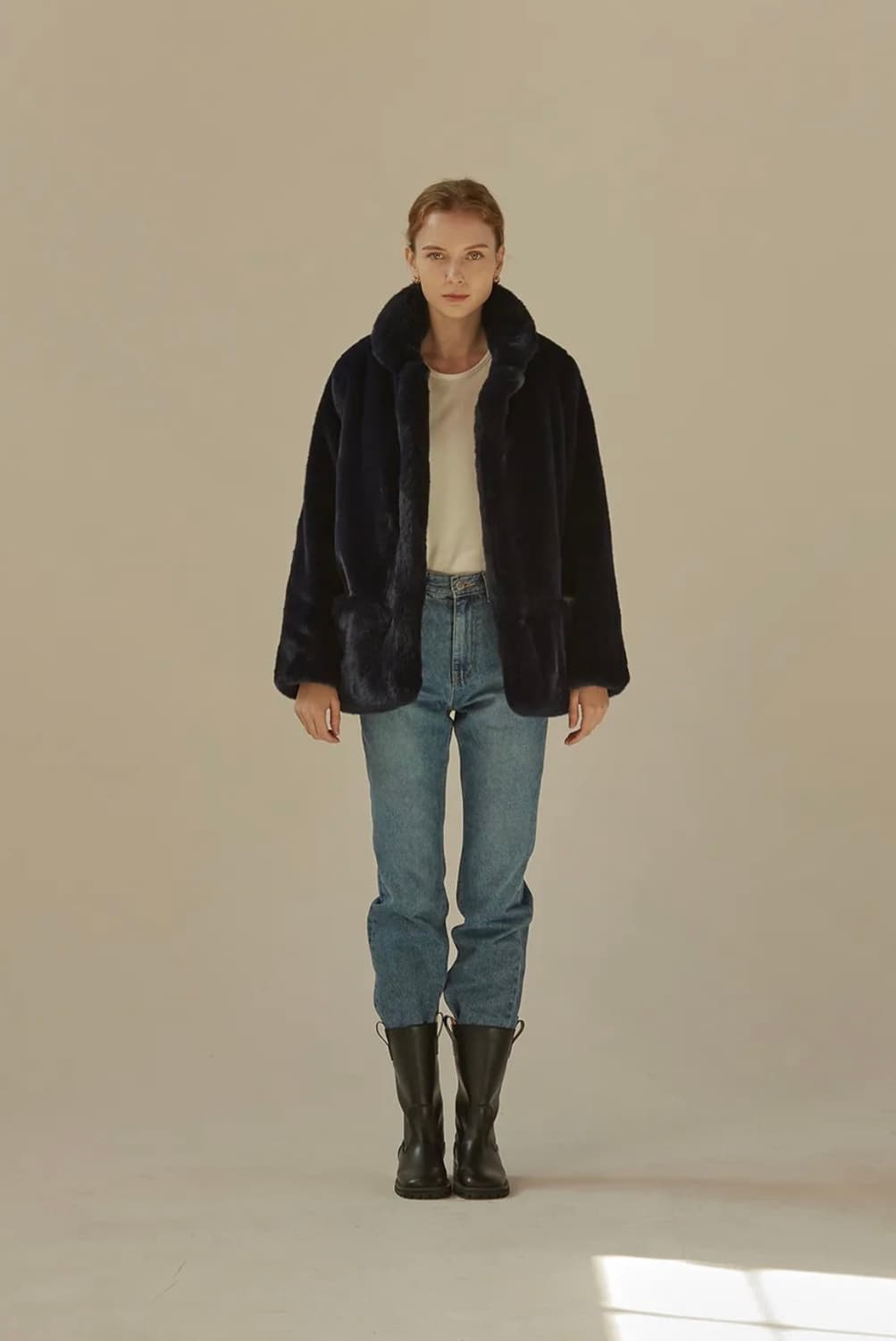 망고매니플리즈 mink fur half jacket navy 퍼자켓 상품이미지3