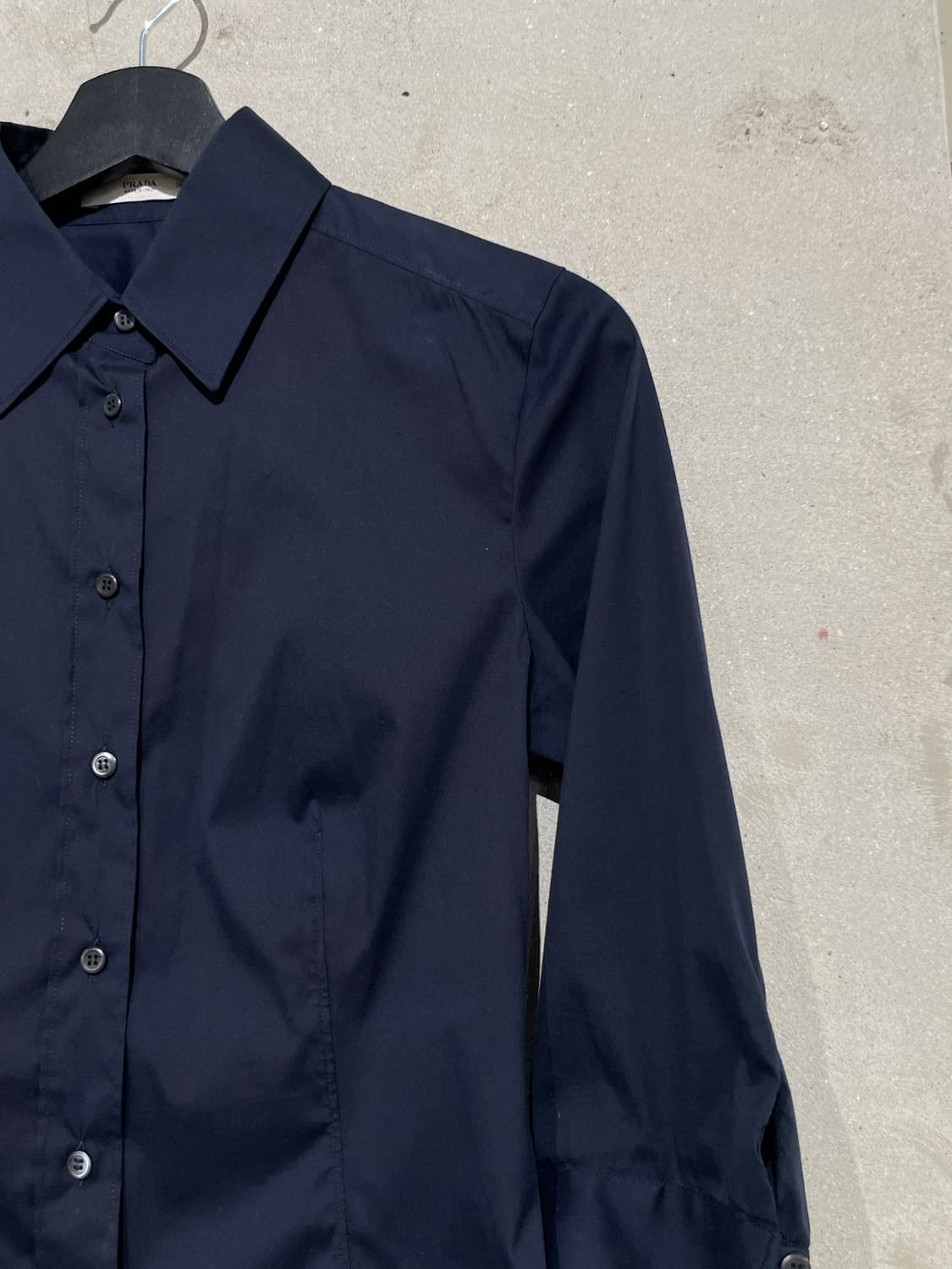 프라다 다크 네이비 3/4 슬리브 코튼 카라 셔츠 상품이미지3