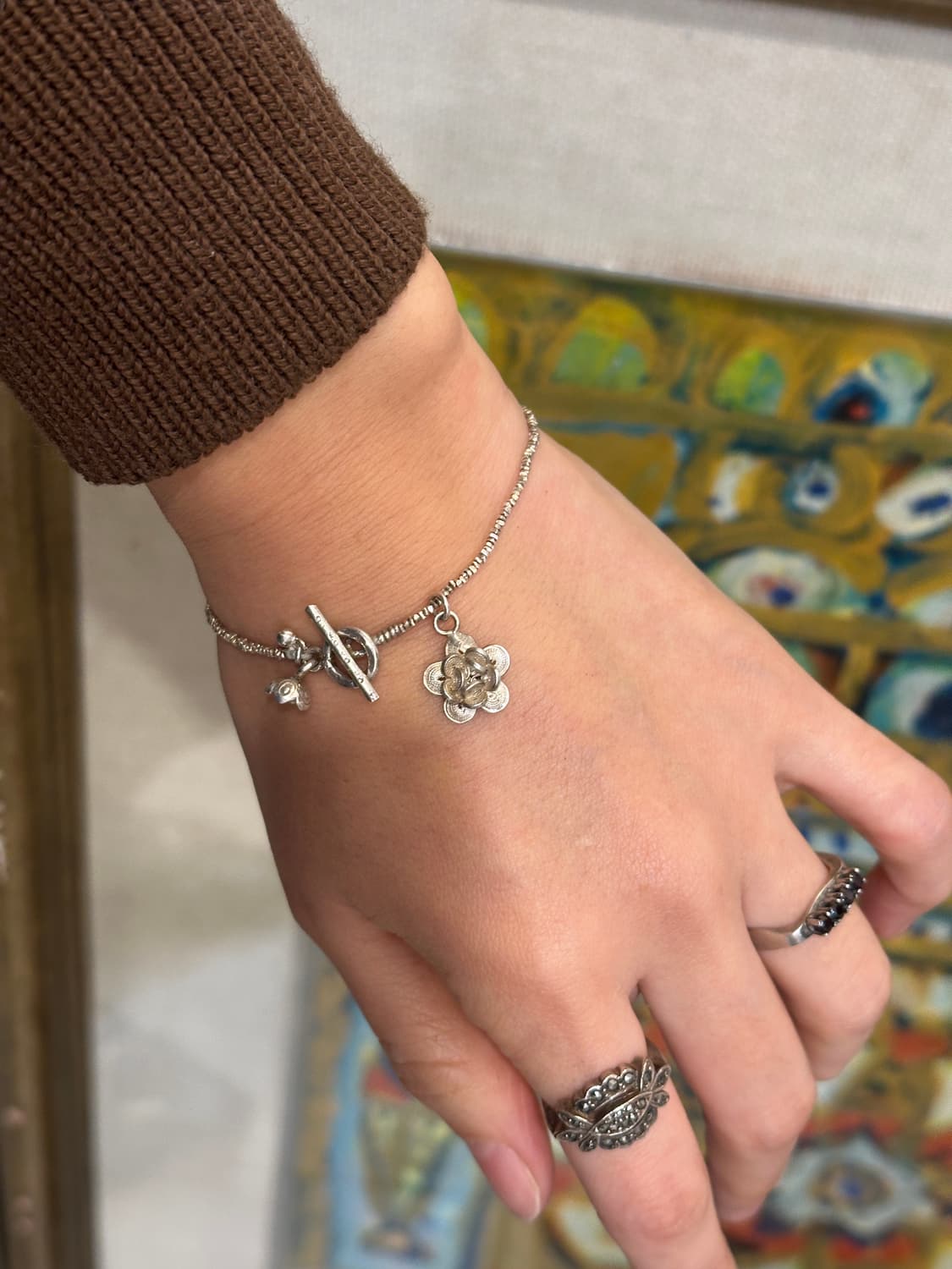 Musta karensilver+vintage charm bracelet 상품이미지3