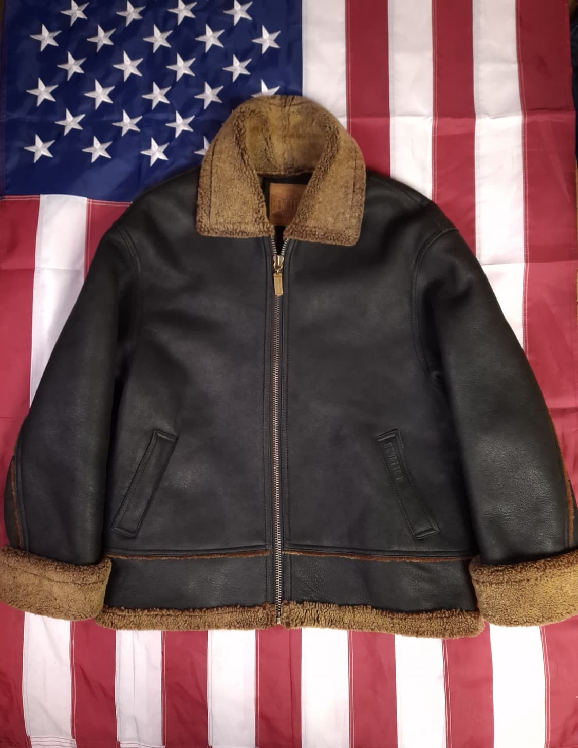 오리지날 90's 베네통 빈티지 리얼레더 무스탕 상품이미지1