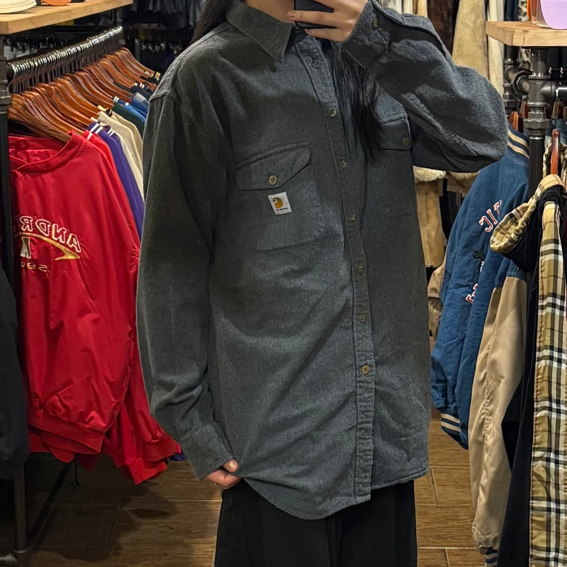 [HI]  Carhartt 칼하트 투포켓 긴팔셔츠 그레이 상품이미지4
