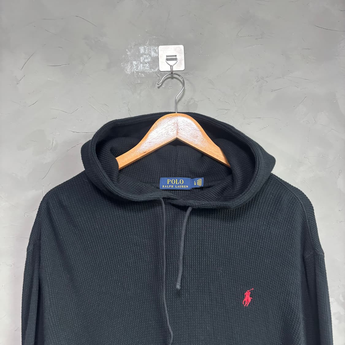 폴로 랄프로렌 와플 니트 후드 블랙 상품이미지2