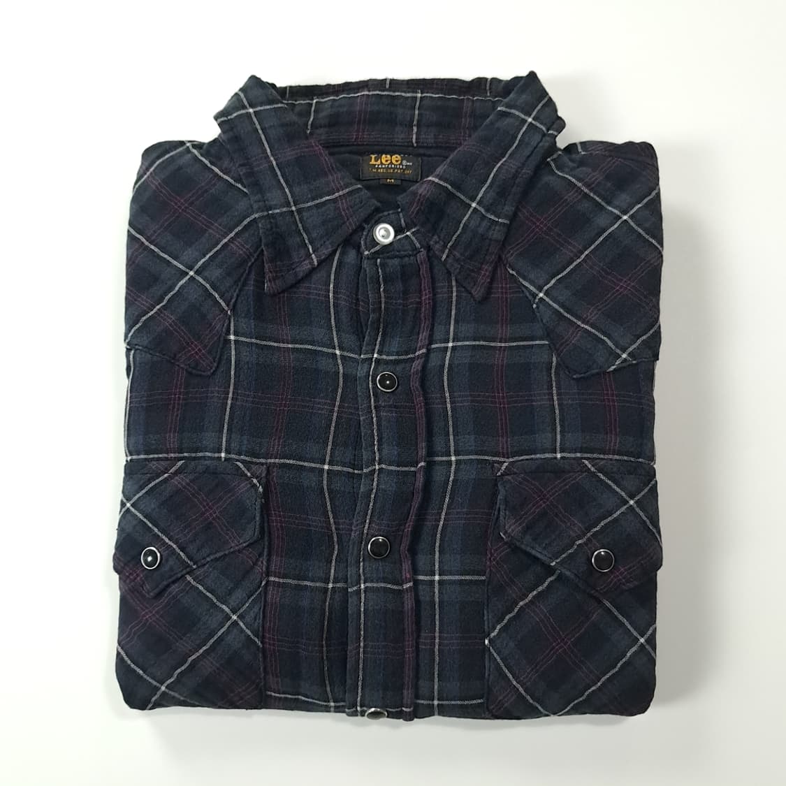CK208 M 리 00s 일본판 코튼 웨스턴 타탄체크 네이비 셔츠 남방 상품이미지8