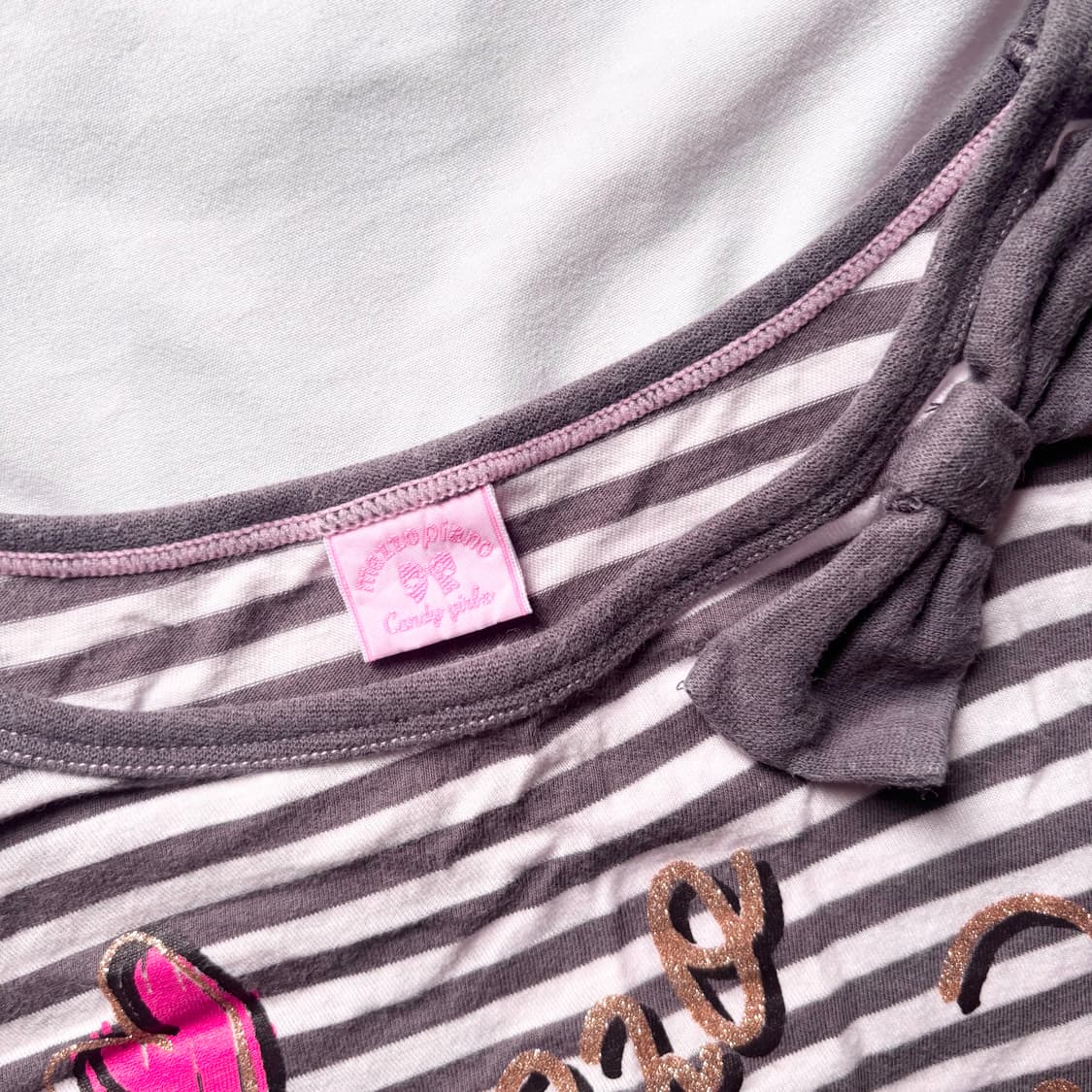 빈티지 메조피아노 갸루 리본 티셔츠 상품이미지3