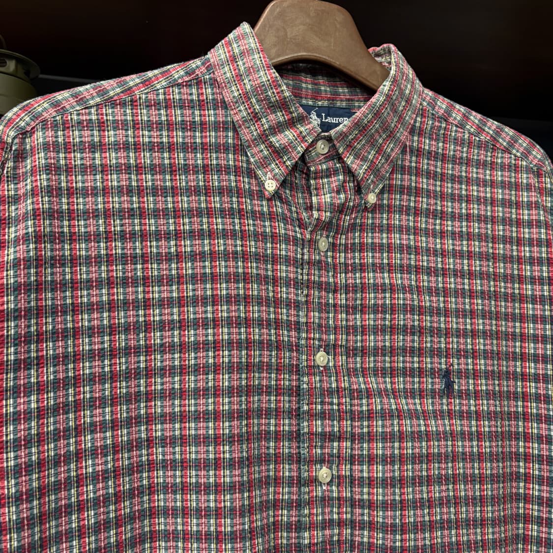 90s 폴로 랄프로렌 마이크로 타탄 체크 시어서커 버튼다운셔츠 N744 상품이미지3