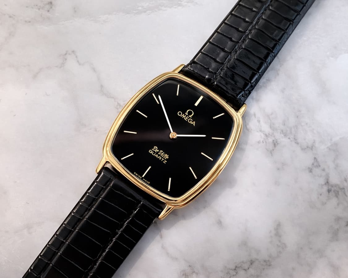 오메가 드빌 1365 남성 쿼츠 블랙 다이얼 레더워치 상품이미지2