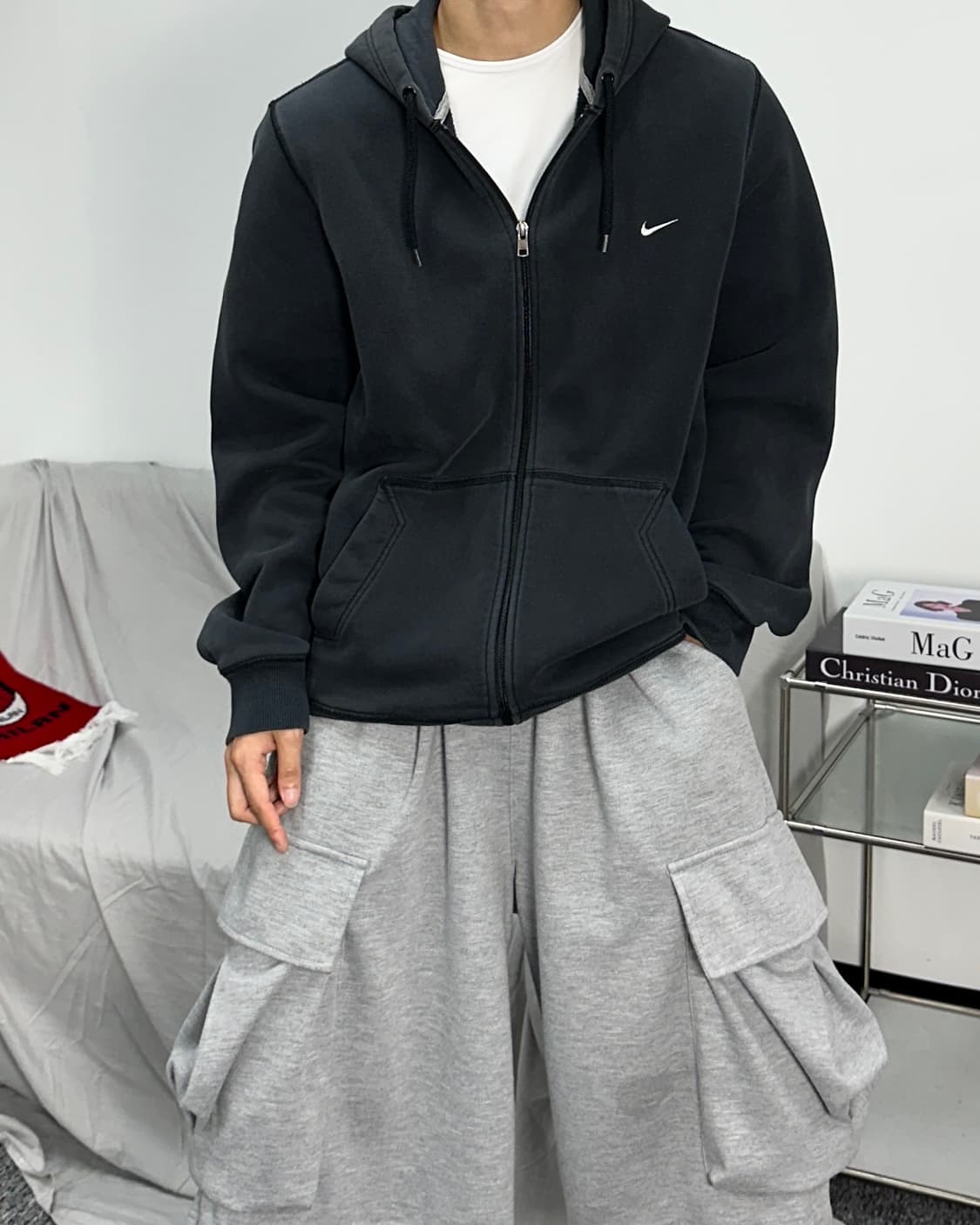 나이키 블랙 스우시 후드집업 L 상품이미지2