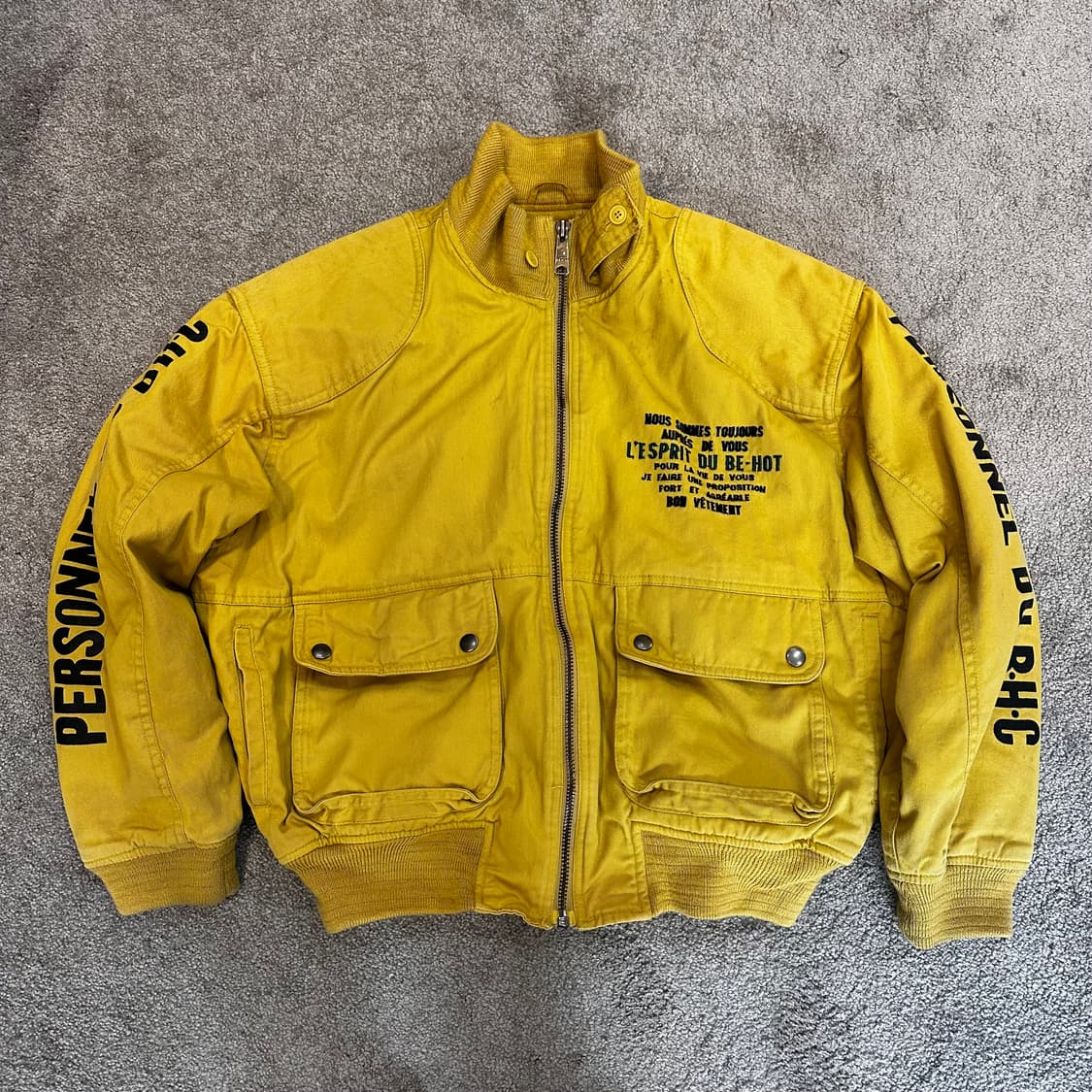 재패니즈 빈티지 옐로우 스펠아웃  봄버 자켓L 상품이미지1